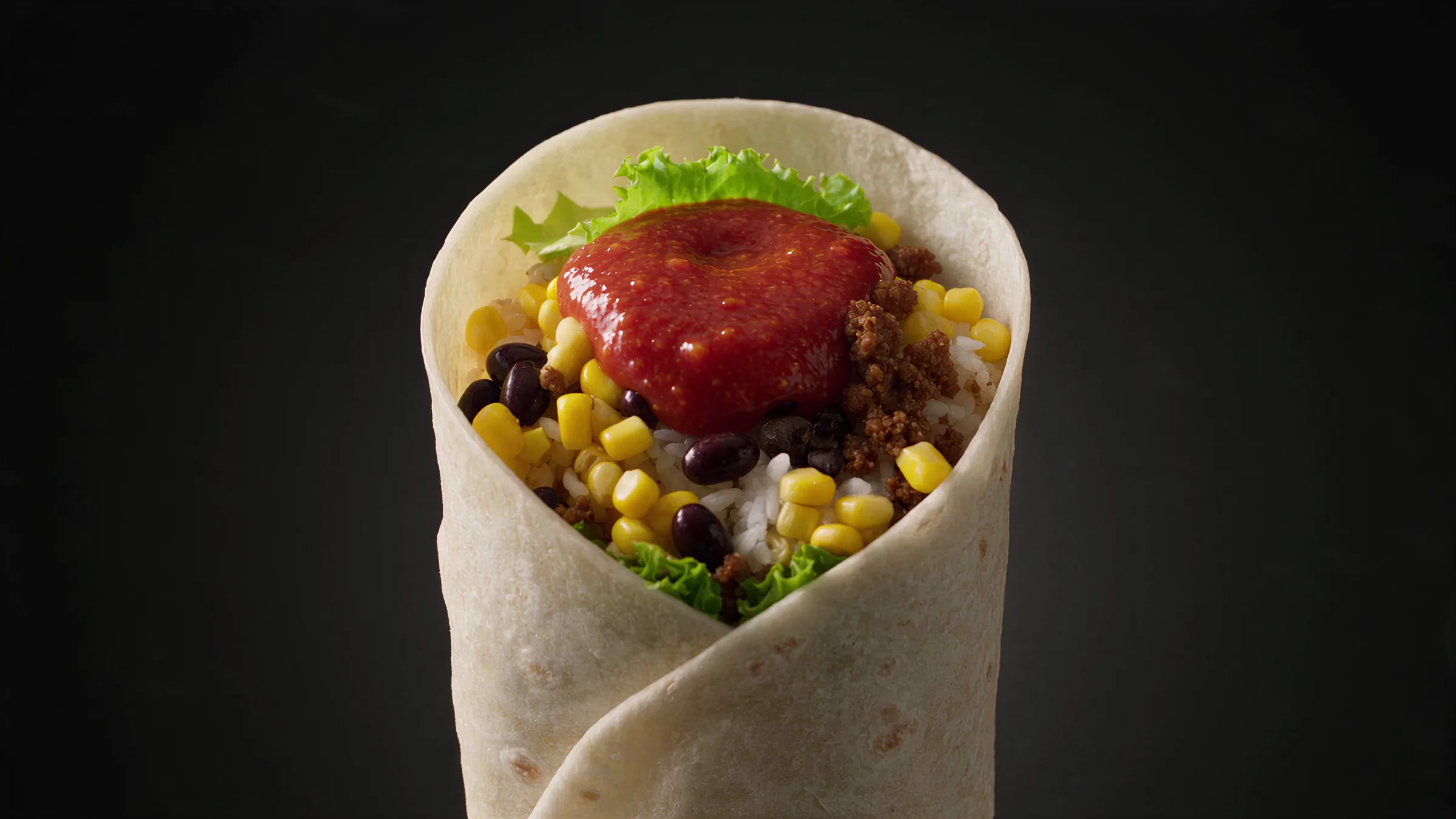 Aufgeschnittener Burrito in warmem Licht